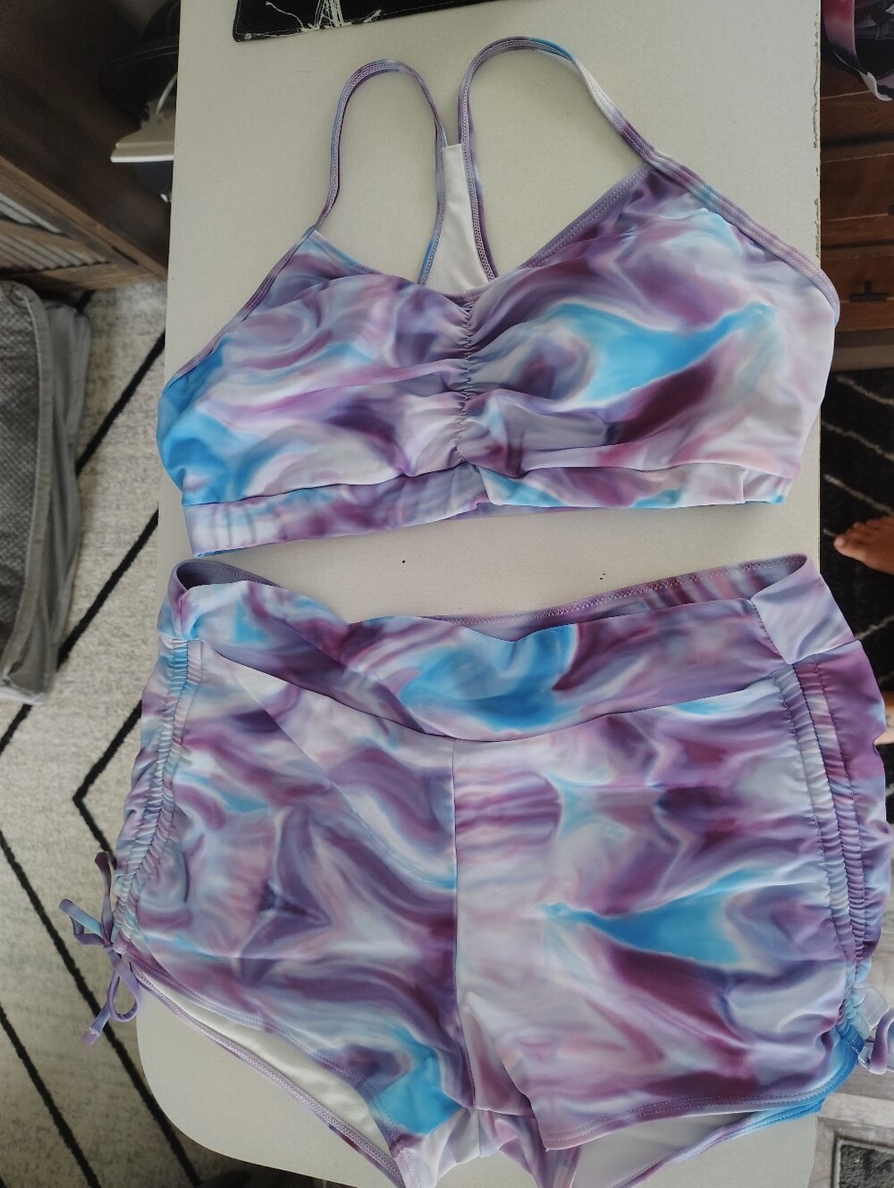 Women’s Tie-Dye Purple & Blue Tankini Size XL
